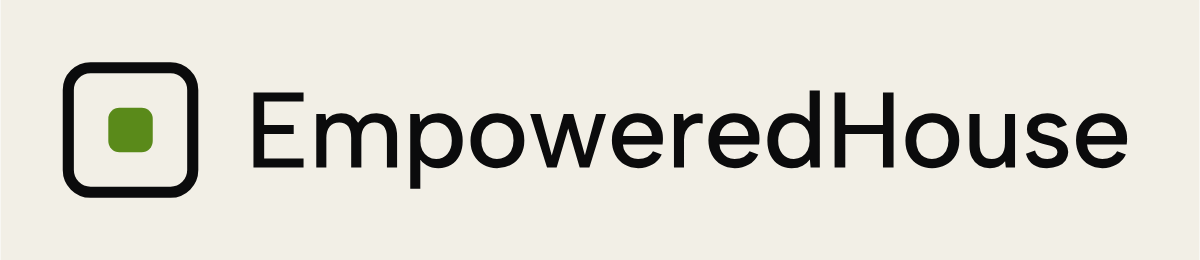 Empowered House logo, cream background, 1200 px