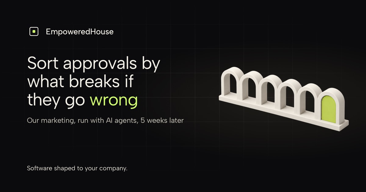 A row of open arches, the last one closed by a lime gate: a person approves only the last step